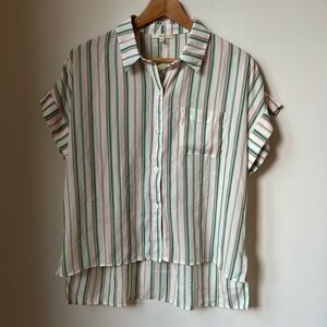 New Le Lis button down short sleeve striped shirt Size M